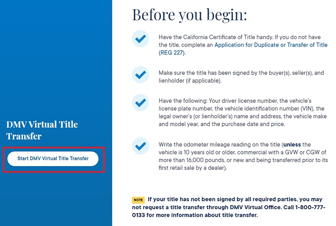DMV virtual title transfer