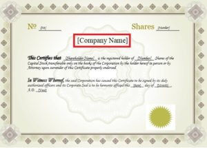 Stock Certificate template