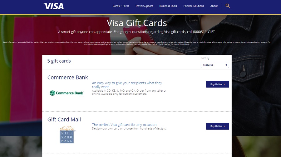 How to use a Visa gift card online » Applications in